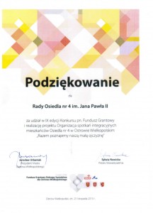 PODZIĘKOWANIE -GRANT